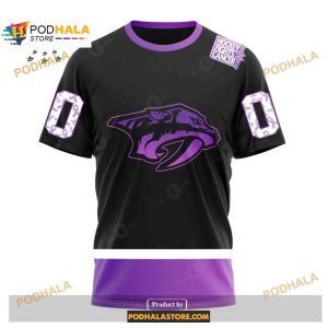 Custom NHL Nashville Predators Black Hockey Fights Cancer Shirt Hoodie 3D 3