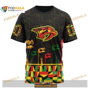 Custom NHL Nashville Predators Celebrate Black History Month Shirt Hoodie 3D 3