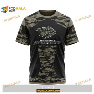 Custom NHL Nashville Predators Color Military Members Kits V5 Shirt Hoodie 3D 3