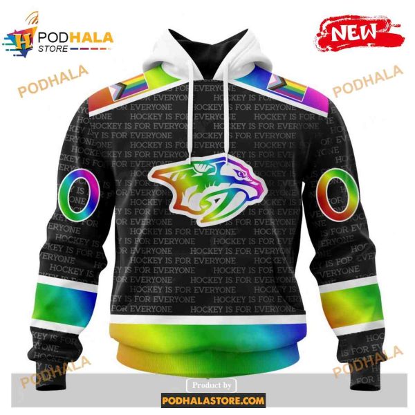 Custom NHL Nashville Predators Pride Gradient Color Design Hockey Shirt Hoodie 3D