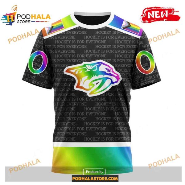 Custom NHL Nashville Predators Pride Gradient Color Design Hockey Shirt Hoodie 3D