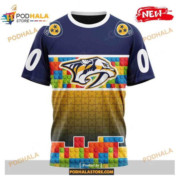 Custom NHL Nashville Predators Puzzle Game Gradients Full Color Shirt Hoodie 3D