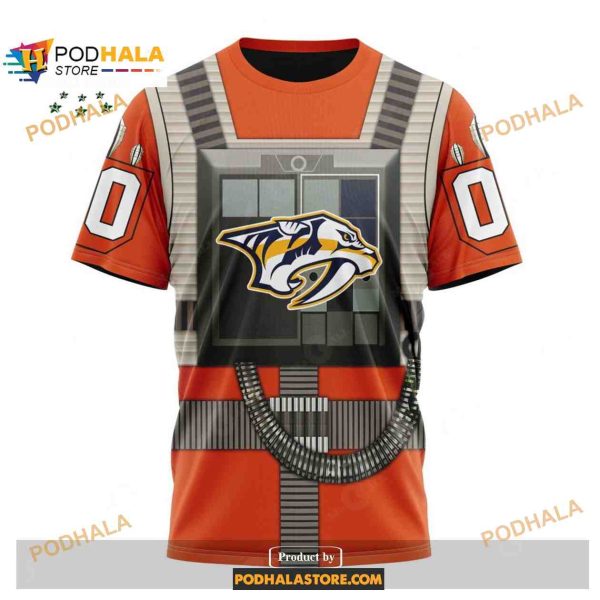 Custom NHL Nashville Predators Star Wars Rebel Pilot Design Shirt Hoodie 3D