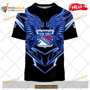 Custom NHL New York Rangers Dragon Design Shirt Hoodie 3D 2