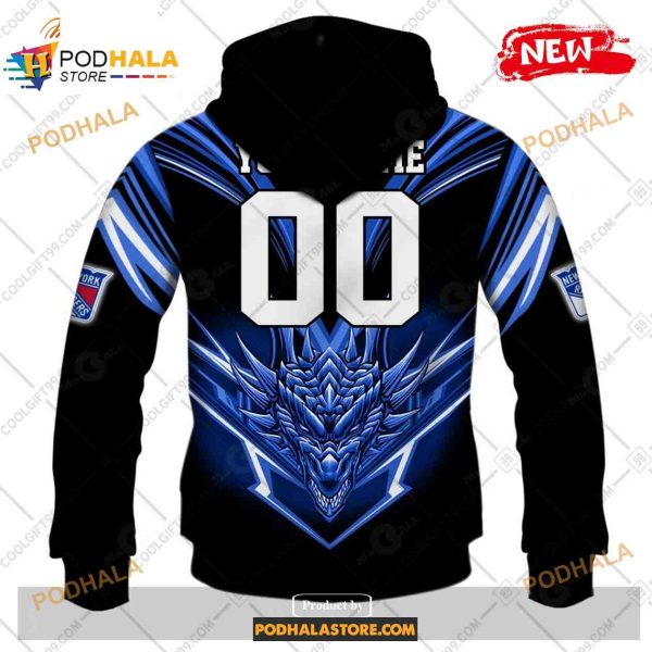 Custom NHL New York Rangers Dragon Design Shirt Hoodie 3D