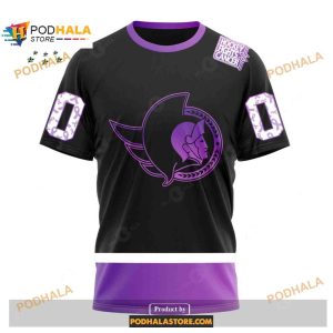 Custom NHL Ottawa Senators Black Hockey Fights Cancer Shirt Hoodie 3D 3