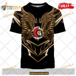 Custom NHL Ottawa Senators Dragon Design Shirt Hoodie 3D 2