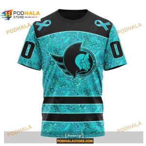 Custom NHL Ottawa Senators Fight Ovarian Cancer Shirt Hoodie 3D 3