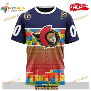 Custom NHL Ottawa Senators Puzzle Game Gradients Full Color Shirt Hoodie 3D 3