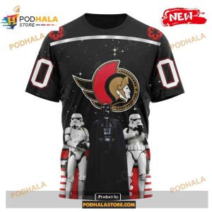 Custom NHL Ottawa Senators Star Wars Black Design Shirt Hoodie 3D 3