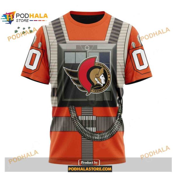 Custom NHL Ottawa Senators Star Wars Rebel Pilot Design Shirt Hoodie 3D