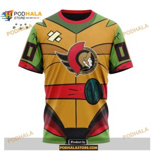 Custom NHL Ottawa Senators Teenage Mutant Ninja Turtles Design Shirt Hoodie 3D 3