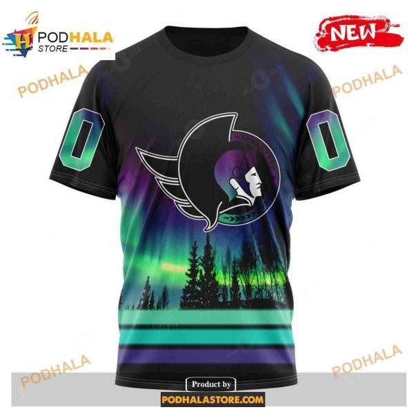 Custom NHL Ottawa Senators With Northern Lights Shirt Hoodie 3D