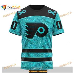 Custom NHL Philadelphia Flyers Fight Ovarian Cancer Shirt Hoodie 3D 3