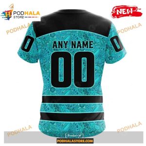 Custom NHL Pittsburgh Penguins Blue Design Fight Ovarian Cancer Shirt Hoodie 3D 4