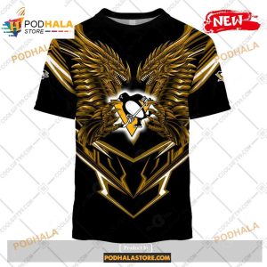 Custom NHL Pittsburgh Penguins Dragon Design Shirt Hoodie 3D 2
