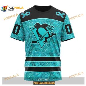 Custom NHL Pittsburgh Penguins Fight Ovarian Cancer Shirt Hoodie 3D 3