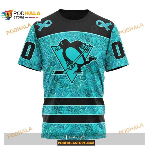 Custom NHL Pittsburgh Penguins Fight Ovarian Cancer Shirt Hoodie 3D