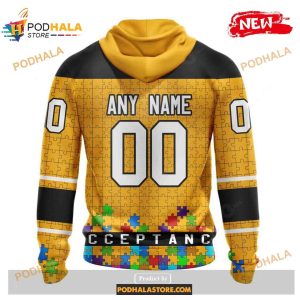 Custom NHL Pittsburgh Penguins Kits Hockey Fights Against Autism Yellow Design Shirt Hoodie 3D 2