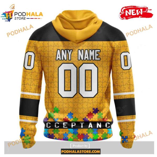 Custom NHL Pittsburgh Penguins Kits Hockey Fights Against Autism Yellow Design Shirt Hoodie 3D