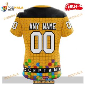 Custom NHL Pittsburgh Penguins Kits Hockey Fights Against Autism Yellow Design Shirt Hoodie 3D 4