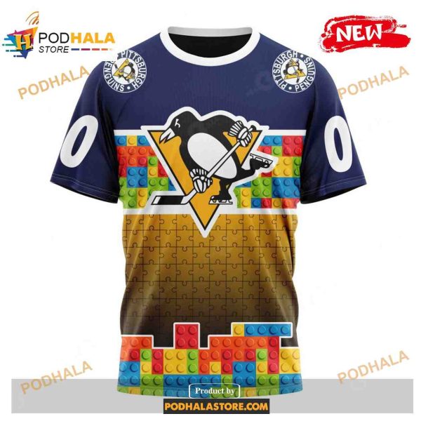 Custom NHL Pittsburgh Penguins Puzzle Game Gradients Full Color Shirt Hoodie 3D
