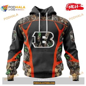 Custom Name Cincinnati Bengals Camo Hunting Black Design Shirt NFL Hoodie 3D 1