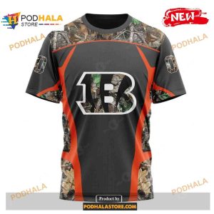 Custom Name Cincinnati Bengals Camo Hunting Black Design Shirt NFL Hoodie 3D 3