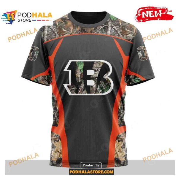 Custom Name Cincinnati Bengals Camo Hunting Black Design Shirt NFL Hoodie 3D