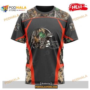 Custom Name Cleveland Browns Camo Hunting Black Design Shirt NFL Hoodie 3D 3