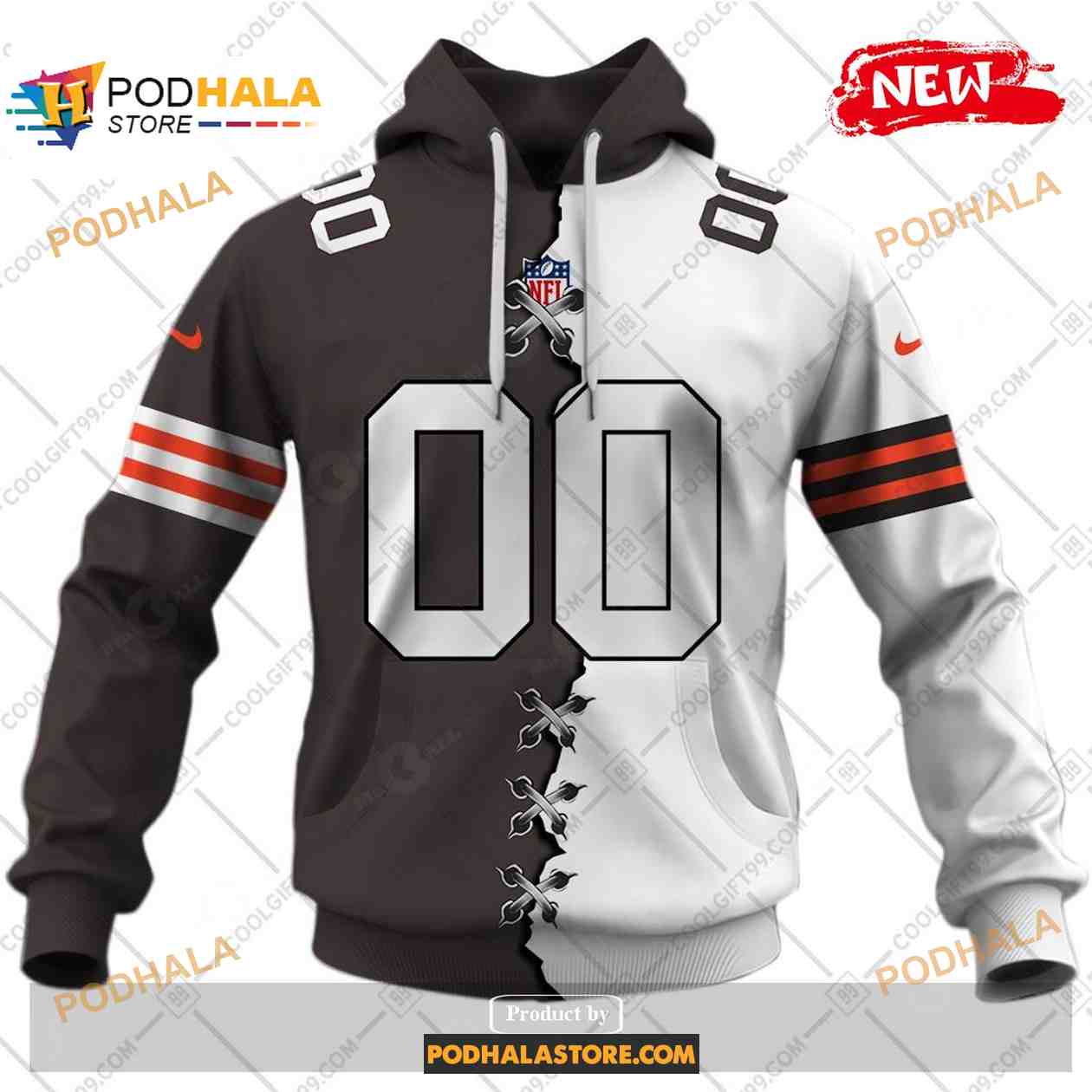 Vintage Browns Hoodie 3D Skull Unique Cleveland Browns Gifts