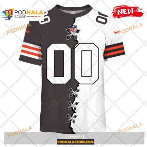 Custom Name Cleveland Browns Mix Jersey Design Shirt NFL Hoodie 3D 2