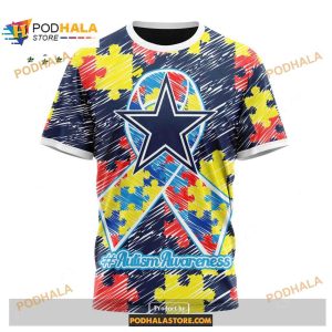 Custom Name Dallas Cowboys Autism Puzzle Game Stripes Design Shirt NFL Hoodie 3D 3