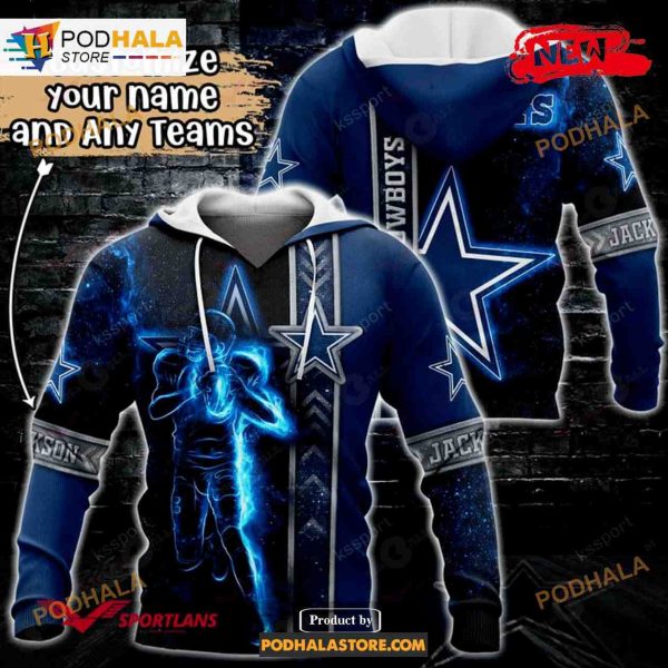 Custom Name Dallas Cowboys Universe Light Design Shirt NFL Hoodie 3D