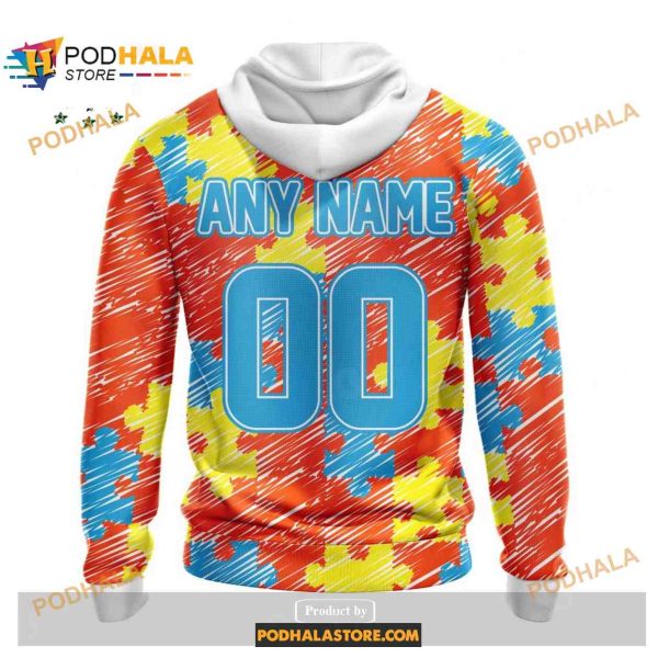 Custom Name Denver Broncos Autism Puzzle Game Stripes Design Shirt NFL Hoodie 3D