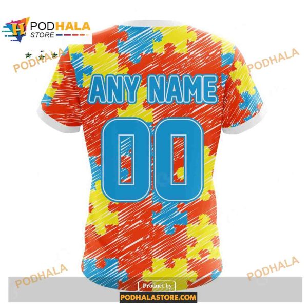 Custom Name Denver Broncos Autism Puzzle Game Stripes Design Shirt NFL Hoodie 3D