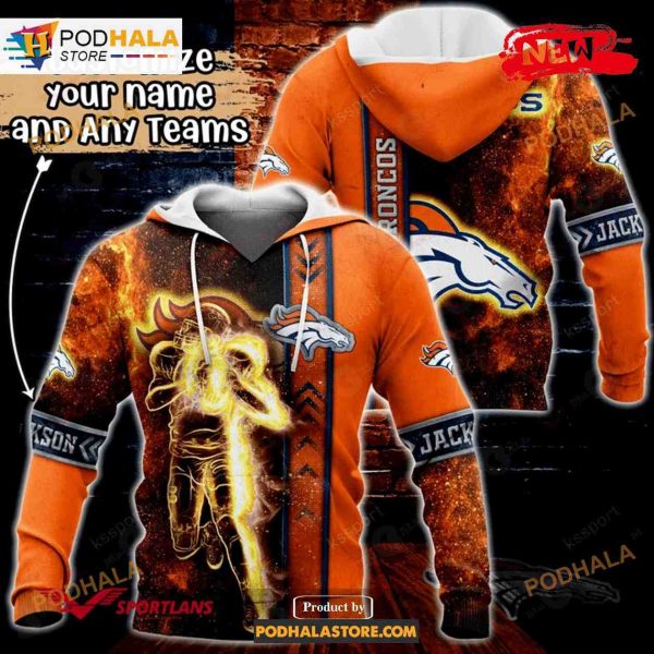 Custom Name Denver Broncos Universe Light Design Shirt NFL Hoodie 3D