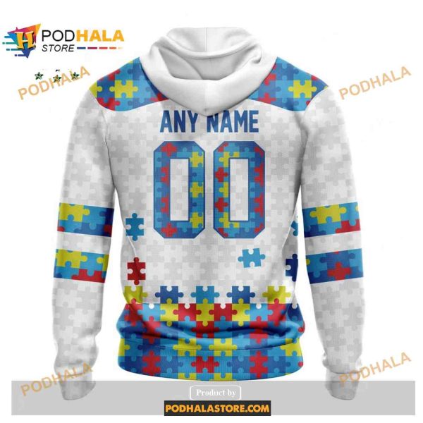 Custom Name Detroit Lions Autism Puzzle Game White Shirt NFL Hoodie 3D