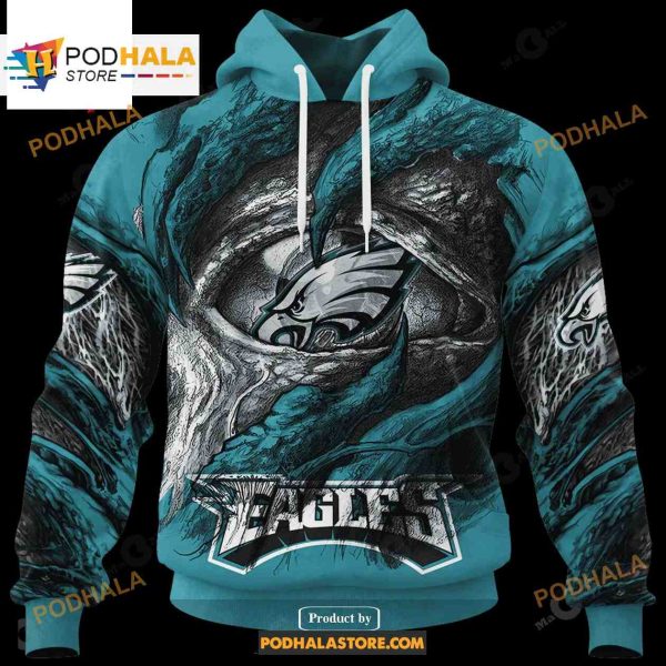 Custom Name Eagles Demon Eyes Shirt NFL Hoodie 3D LIMITED EDITION