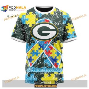 Custom Name Green Bay Packers Autism Puzzle Game Stripes Design Shirt NFL Hoodie 3D 3