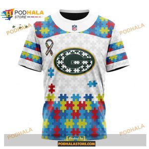 Custom Name Green Bay Packers Autism Puzzle Game White Shirt NFL Hoodie 3D 3