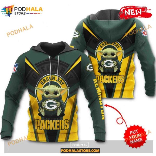Custom Name Green Bay Packers New Baby Yoda Sports Shirt NFL Hoodie 3D