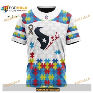 Custom Name Houston Texans Autism Puzzle Game White Shirt NFL Hoodie 3D 3