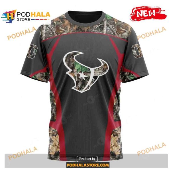 Custom Name Houston Texans Camo Hunting Black Design Shirt NFL Hoodie 3D