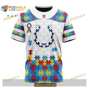 Custom Name Indianapolis Colts Autism Puzzle Game White Shirt NFL Hoodie 3D 3