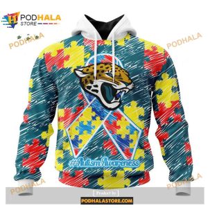 Custom Jacksonville Jaguars Special Autism Puzzle Game White NFL Hoodie 3D  - Bring Your Ideas, Thoughts And Imaginations Into Reality Today