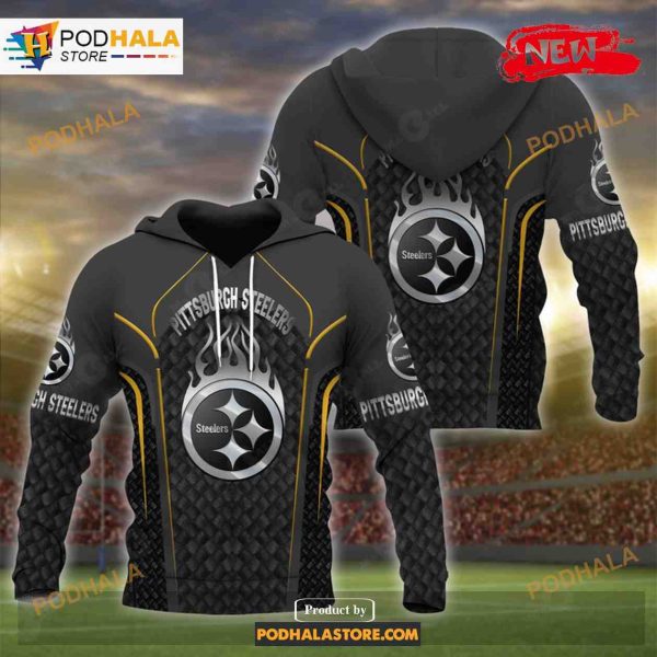 Custom Name Pittsburgh Steelers All Over Print Black Design Shirt NFL Hoodie 3D