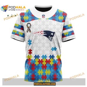 Custom New England Patriots Special Autism Puzzle Game White NFL Hoodie 3D 3