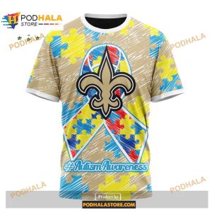Custom New Orleans Saints Special Autism Puzzle Game Stripes Design NFL Hoodie 3D 3