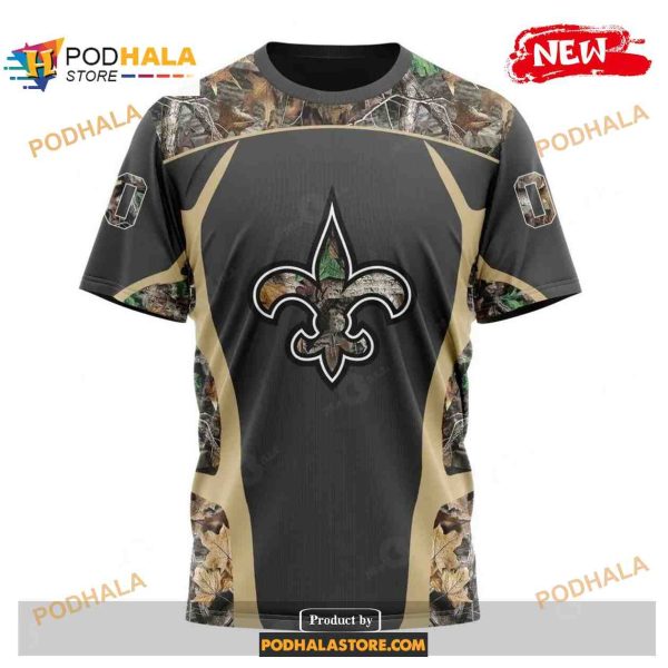 Custom New Orleans Saints Special Camo Hunting Black Design NFL Hoodie 3D
